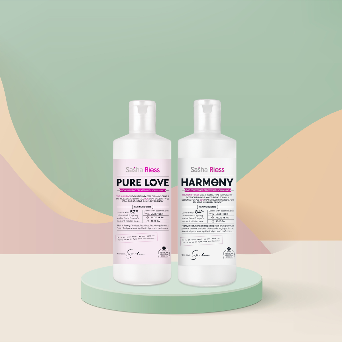 Sasha Riess Pure Love & Harmony Duo Pack  The Complete Dog Coat Care System