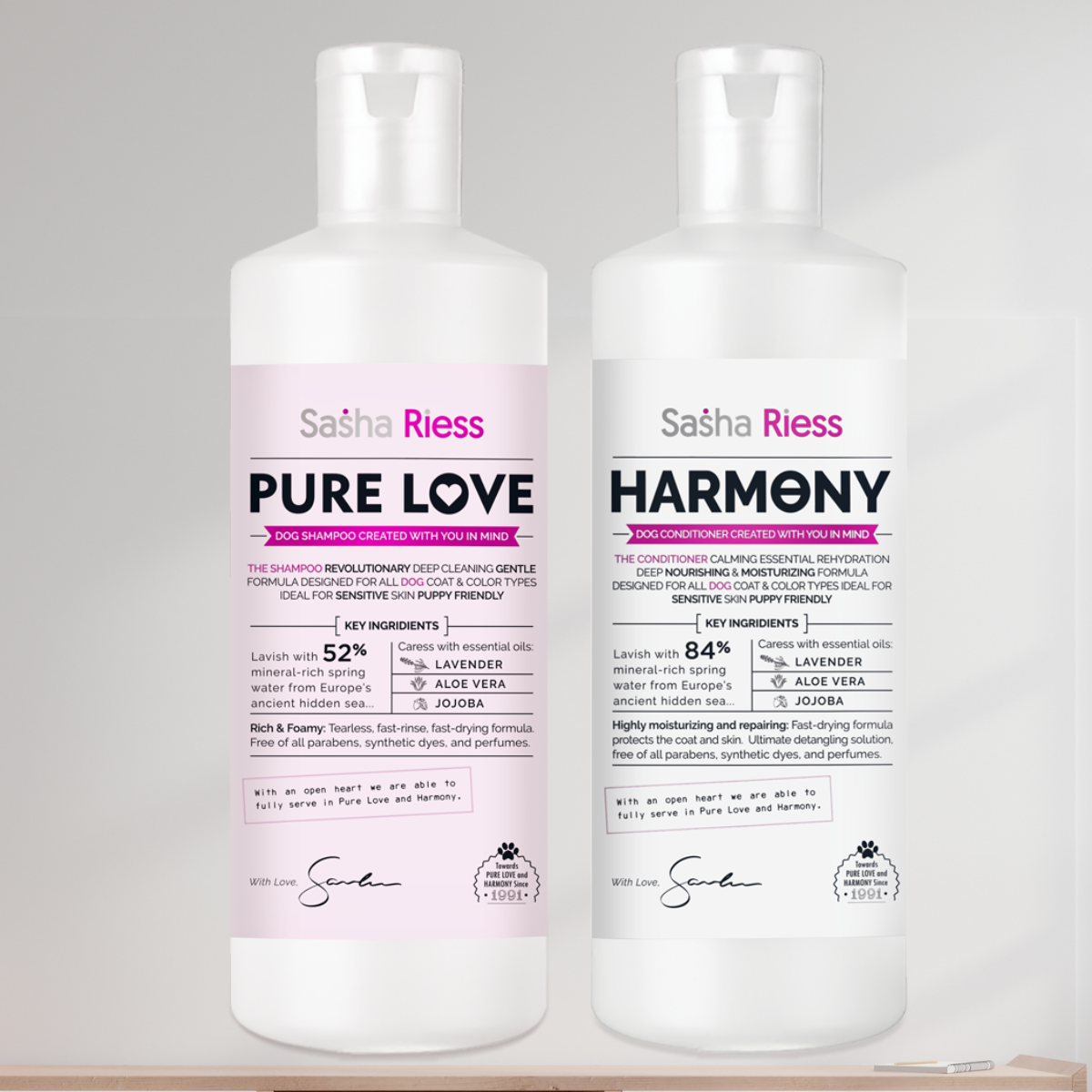 Sasha Riess Pure Love & Harmony Duo Pack  The Complete Dog Coat Care System
