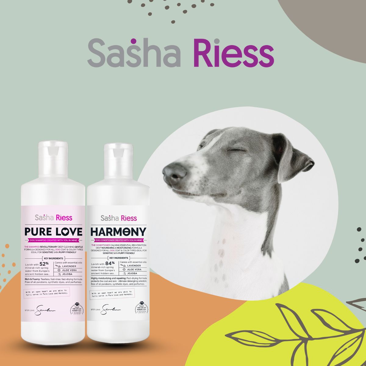 Sasha Riess Pure Love & Harmony Duo Pack  The Complete Dog Coat Care System