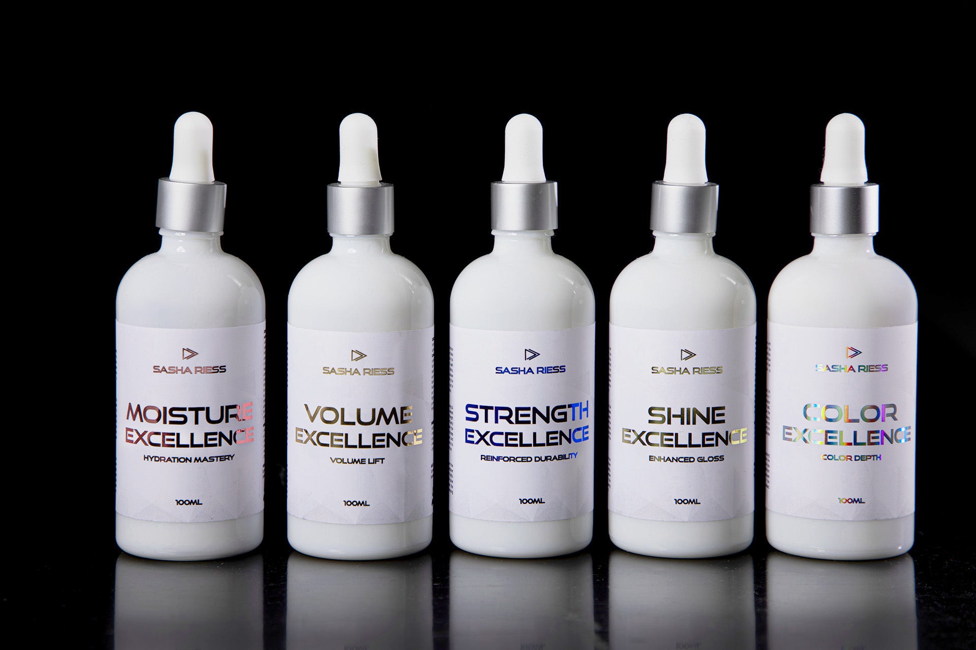 5 glass bottles of dog enhancers for custom solutions enhance volume, color, shine, moisture, strength for all dogs universal 